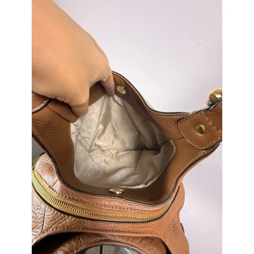 Michael Kors Bedford Belted  Leather Shoulder Tote in Cognac